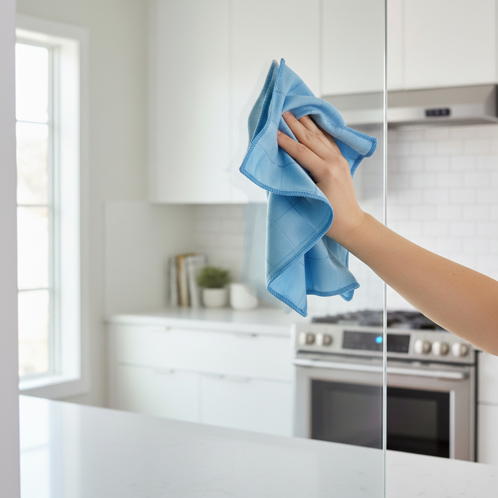 Anwendungsbild von Glas-Dekanter-Tuch blau